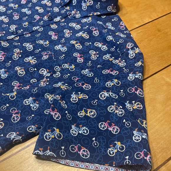 Johnston Murphy Button Down Performance Shirt Bicycle All Over Print Small - Picture 5 of 16